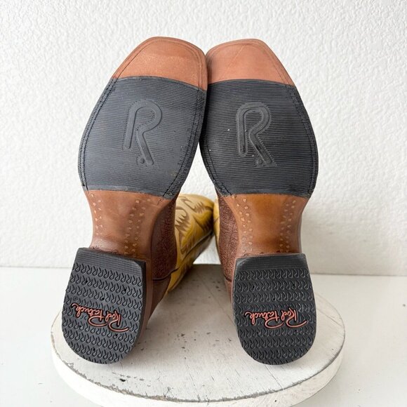 Rod Patrick Mens Cowboy Boots 8AA Brown Kangaroo Yellow Top Western Square Toe - Picture 9 of 13